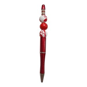 Handcrafted Red and White Beaded Pen Rhinestone Love Handmade NEW